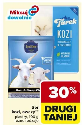 Ser kozi, owczy plastry 100g różne rodzaje promocja w Carrefour