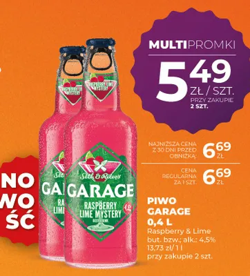 Piwo Garage Raspberry & Lime Mystery butelka bezzwrotna promocja w Duży Ben