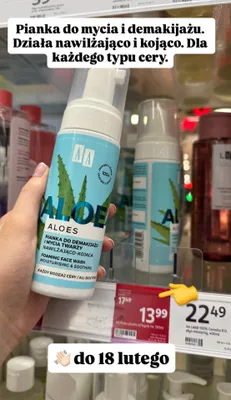 Pianka do mycia i demakijażu nawilżająco-kojąca Aloes  promocja w Rossmann