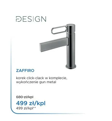 Bateria umywalkowa Design Zaffiro gun metal promocja w Blu Salony Łazienek