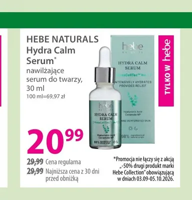 Hydra Calm Serum nawilżające serum do twarzy Hebe Naturals promocja w Hebe