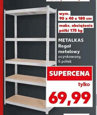 Regał metalowy ocynkowany 5 półek Metalkas promocja w Kaufland