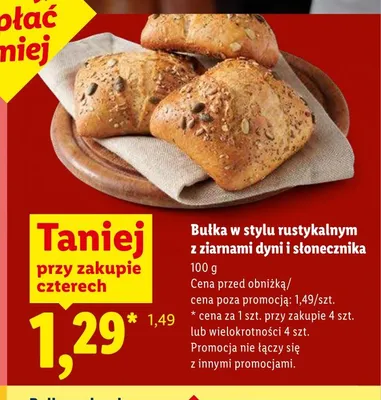 Bułka w stylu rustykalnym z ziarnami dyni i słonecznika promocja w Lidl