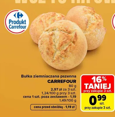 Bułka ziemniaczana pszenna Carrefour promocja w Carrefour
