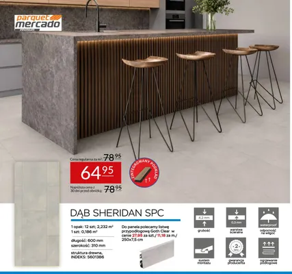 Panele winylowe Dąb Sheridan Spc Parquet Mercado promocja w Abra Meble
