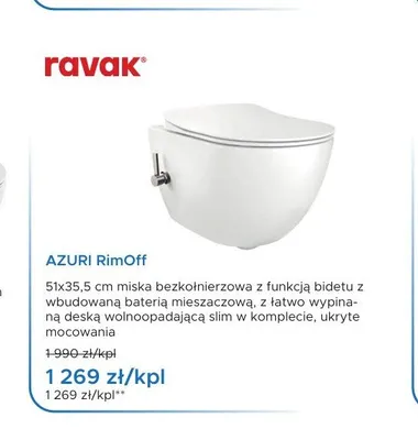 Miska WC Ravak Azuri RimOff promocja w Blu Salony Łazienek