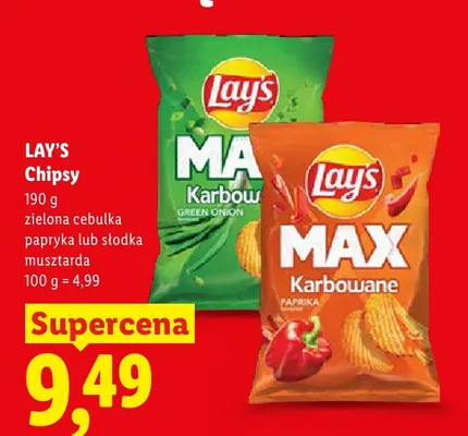 Chipsy Lay's MAX Karbowane zielona cebulka promocja w Lidl