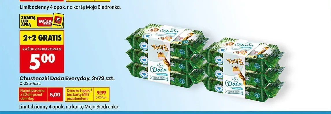 Chusteczki nawilżane Dada Everyday 3-pak promocja w Biedronka
