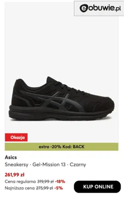 Sneakersy Asics Gel-Mission 13 czarny promocja w eobuwie.pl
