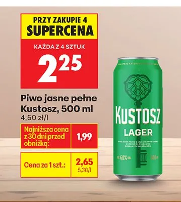 Piwo Kustosz Jasne Pełne Lager promocja w Biedronka
