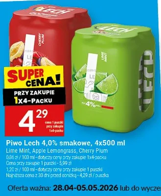 Piwo Lech 4,0% smakowe Lime Mint Apple Lemongrass Cherry Plum promocja w Twój Market