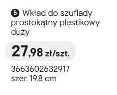 Wkład do szuflady prostokątny plastikowy duży szer. 19,8cm promocja w Castorama