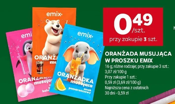 Oranżada musująca w proszku Emix promocja w Stokrotka