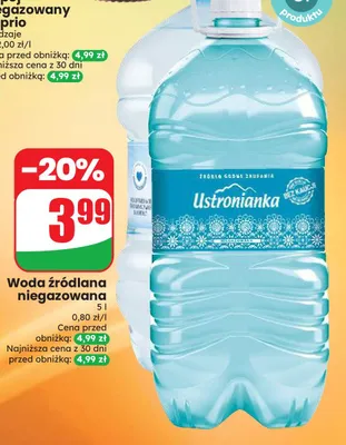 Woda źródlana niegazowana Ustronianka promocja w Dino