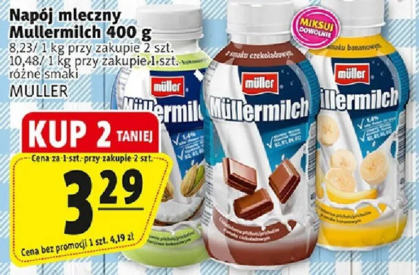 Napój mleczny Mullermilch promocja w Prim Market