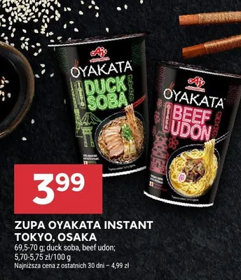 Zupa instant duck soba, beef udon Tokyo, Osaka promocja w Stokrotka