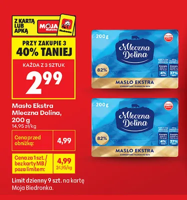 Masło Ekstra Mleczna Dolina promocja w Biedronka