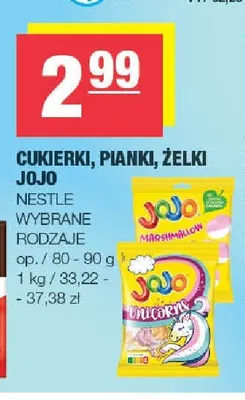 Cukierki, pianki, żelki Jojo Nestle promocja w SPAR