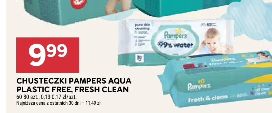 Chusteczki Pampers Aqua Plastic Free promocja w Stokrotka