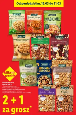 Wszystkie orzechy Alesto, 200 g 2+1 ZA 1 GROSZ promocja w Lidl