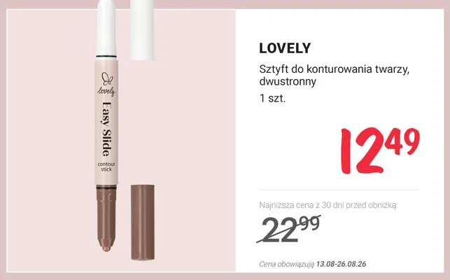 Sztyft do konturowania twarzy dwustronny Lovely Easy Slide promocja w Rossmann