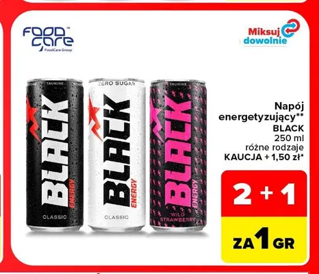 Napój energetyzujący Black Wild Strawberry promocja w Carrefour Market