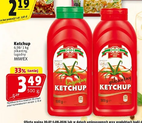Ketchup pikantny Miwex promocja w Prim Market