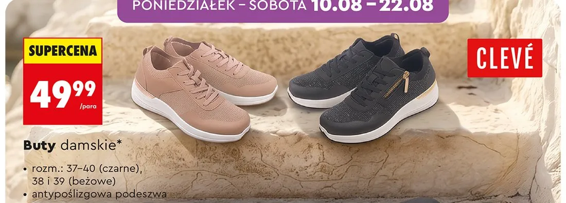 Buty damskie Clevé czarne promocja w Biedronka