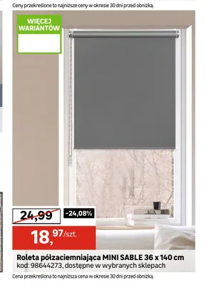 Roleta półzaciemniająca Mini Sable 36x140 cm promocja w Leroy Merlin
