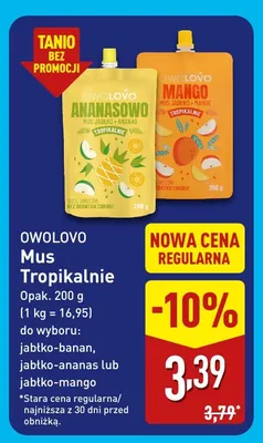 Mus Tropikalnie jabłko-ananas Owolovo promocja w Aldi