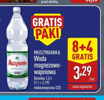 Woda gazowana magnezowo-wapniowa niskonasycona CO2 Muszynianka promocja w Aldi