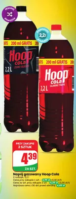 Napój gazowany Hoop Cola Classic Taste promocja w Dino
