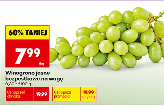 Winogrona jasne bezpestkowe promocja w Biedronka