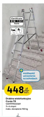 Drabina wielofunkcyjna KRAUSE Corda TR 3x6 stopni maks. obciążenie 150kg możliwość ustawienia na schodach promocja w Castorama
