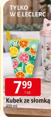Kubek ze słomką 400 ml promocja w Leclerc