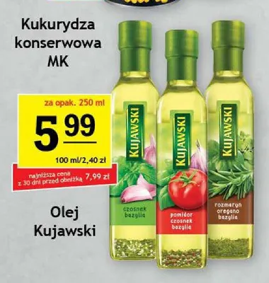 Olej rzepakowy Kujawski czosnek bazylia promocja w Gram Market