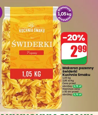 Makaron pszenny świderki Kuchnia Smaku promocja w Dino