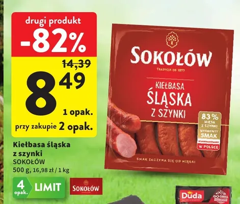 Kiełbasa śląska z szynki Sokołów promocja w Intermarche