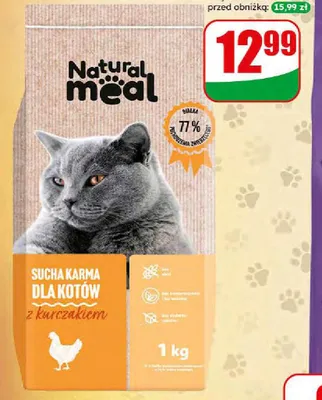 Sucha karma dla kota z kurczakiem Natural Meal promocja w Dino