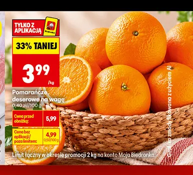 Pomarańcze deserowe na wagę promocja w Biedronka