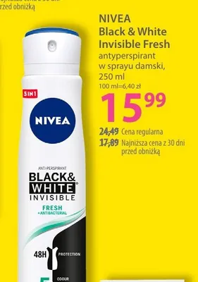Antyperspirant w sprayu damski Nivea Black & White Invisible Fresh promocja w Hebe