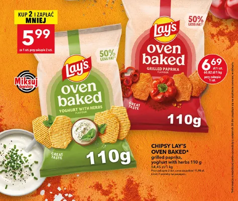 Chipsy Lay's Oven Baked yoghurt with herbs promocja w LEWIATAN