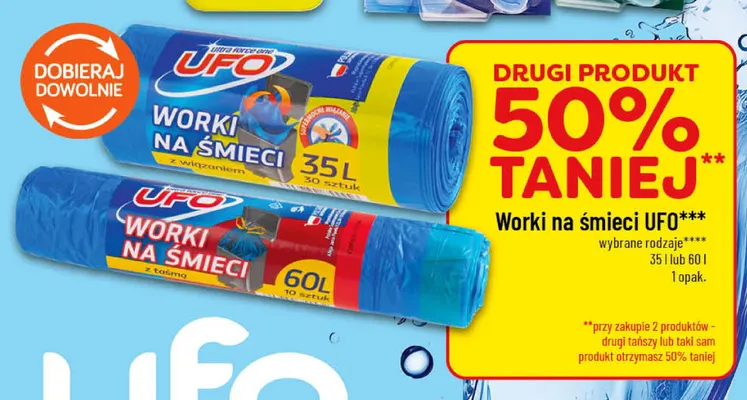 Worki na śmieci UFO 60 l z taśmą promocja w POLOmarket