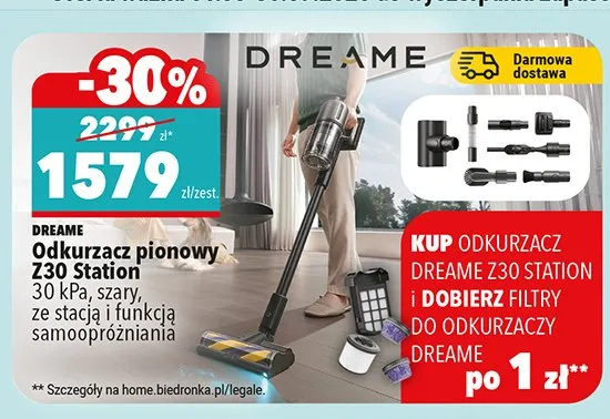 Odkurzacz pionowy Dreame Z30 Station promocja w Biedronka