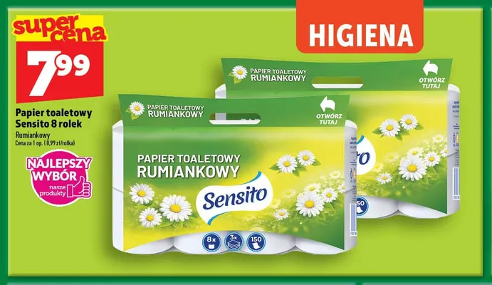 Papier toaletowy Sensito rumiankowy promocja w TOPAZ