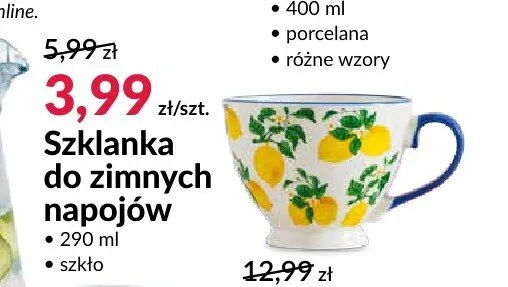 Szklanka do zimnych napojów promocja w Salony Agata