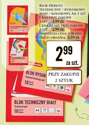 Blok techniczny biały Herlitz A4 promocja w Dino
