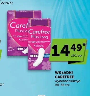 Wkładki higieniczne Carefree Plus Long promocja w Euro Sklep