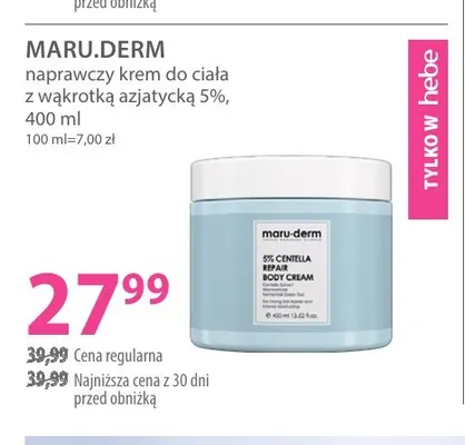 Naprawczy krem do ciała z wąkrotką azjatycką 5% Maru.Derm promocja w Hebe
