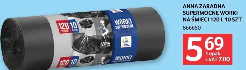 Anna Zaradna supermocne worki na śmieci 120l 10szt. promocja w Selgros